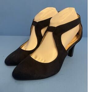 Lifestride SoftSystem Heels Pump Navy Blue Suede Shies Size 8.5 M